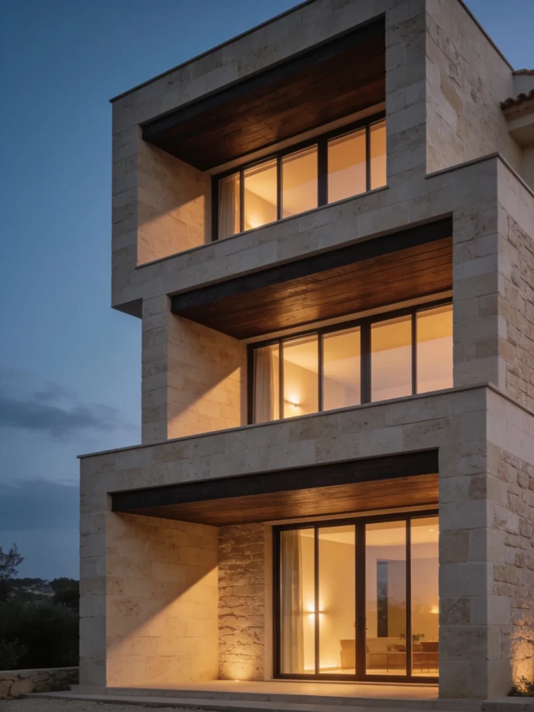 Domaine des Oliviers — maison de maître en pierre au crépuscule