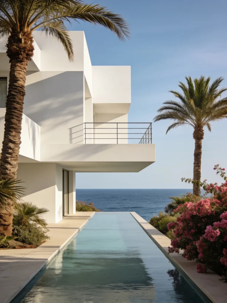 Villa Azure — volumes cubiques blancs face à la Méditerranée