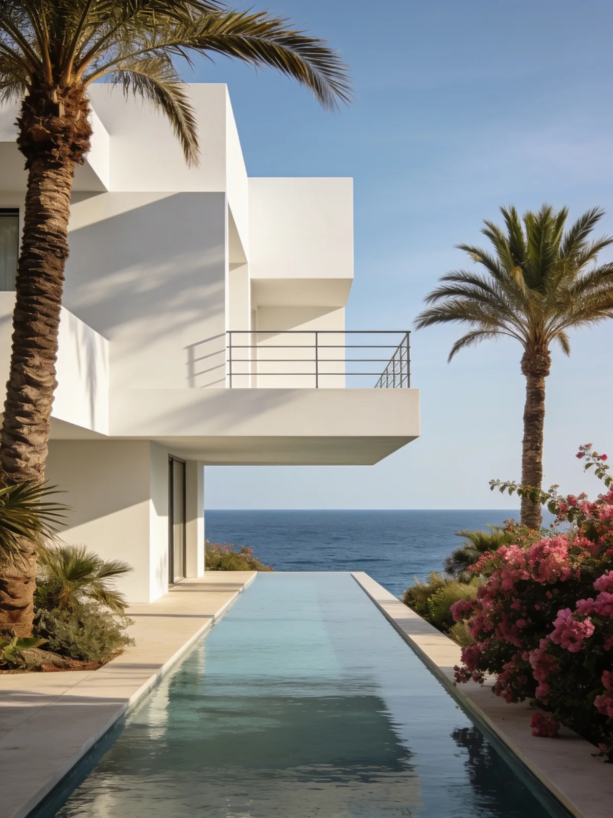 Villa Azure — volumes cubiques blancs face à la Méditerranée
